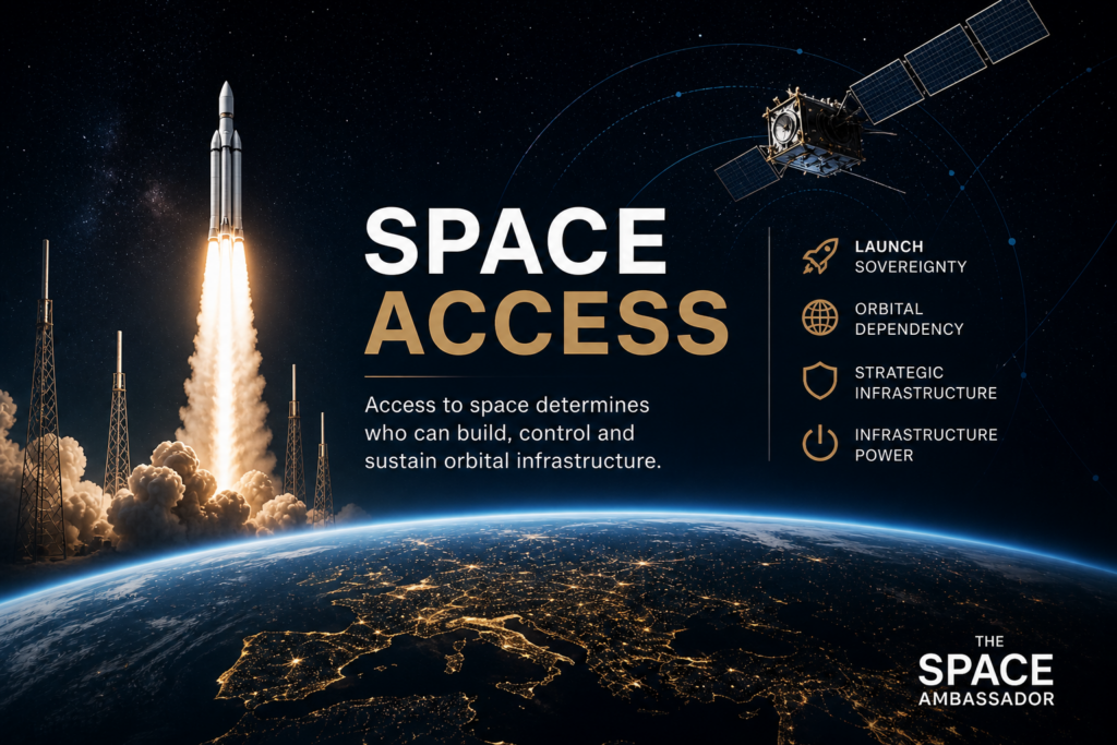 Space Access and Orbital Infrastructure Power Rocket launch representing strategic access to space, orbital infrastructure, launch sovereignty and geopolitical space power